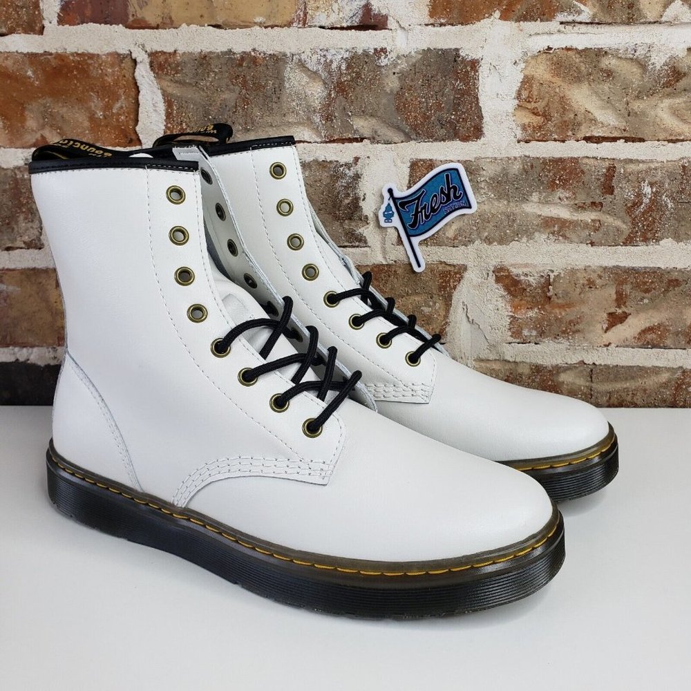 Dr Martens Airwair Zavala Smooth Leather White Boots Women’s Size 7 NEW